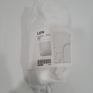 IKEA LEN Fitted Crib Sheet White 100% Cotton 38x47‎ 97x120 cm 304.652.72 NEW
